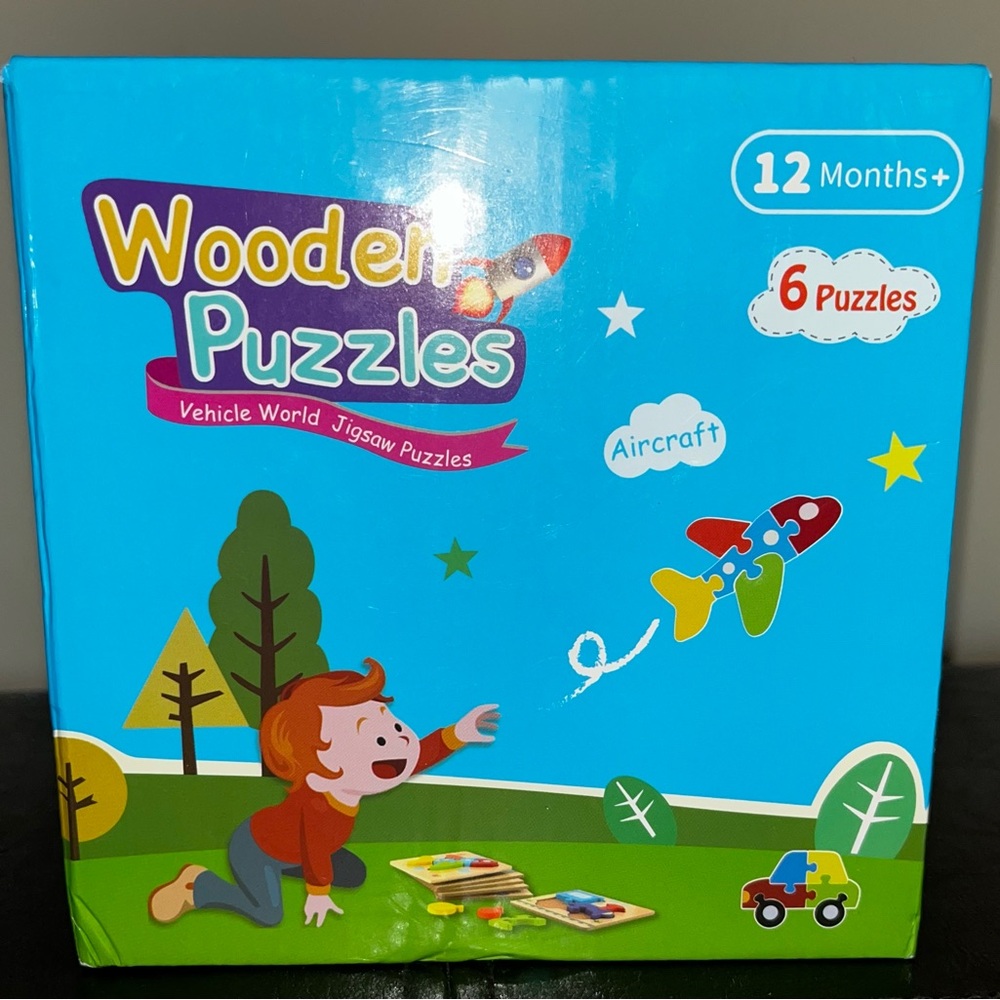 Wooden Puzzles Vehicle World Jigsaw Set - Multicolor